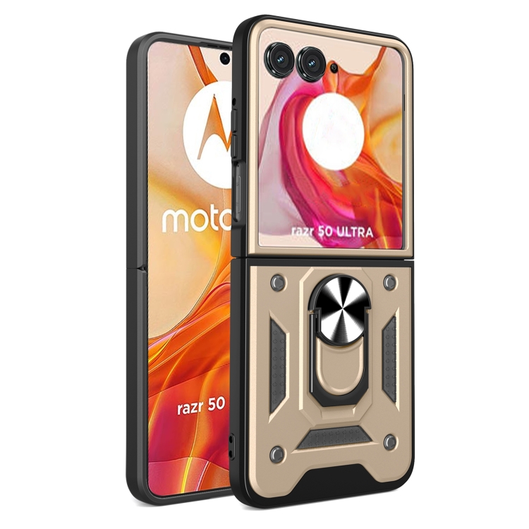 Capa com Anel Magnético para Motorola Razr 50 ULTRA - Dourado